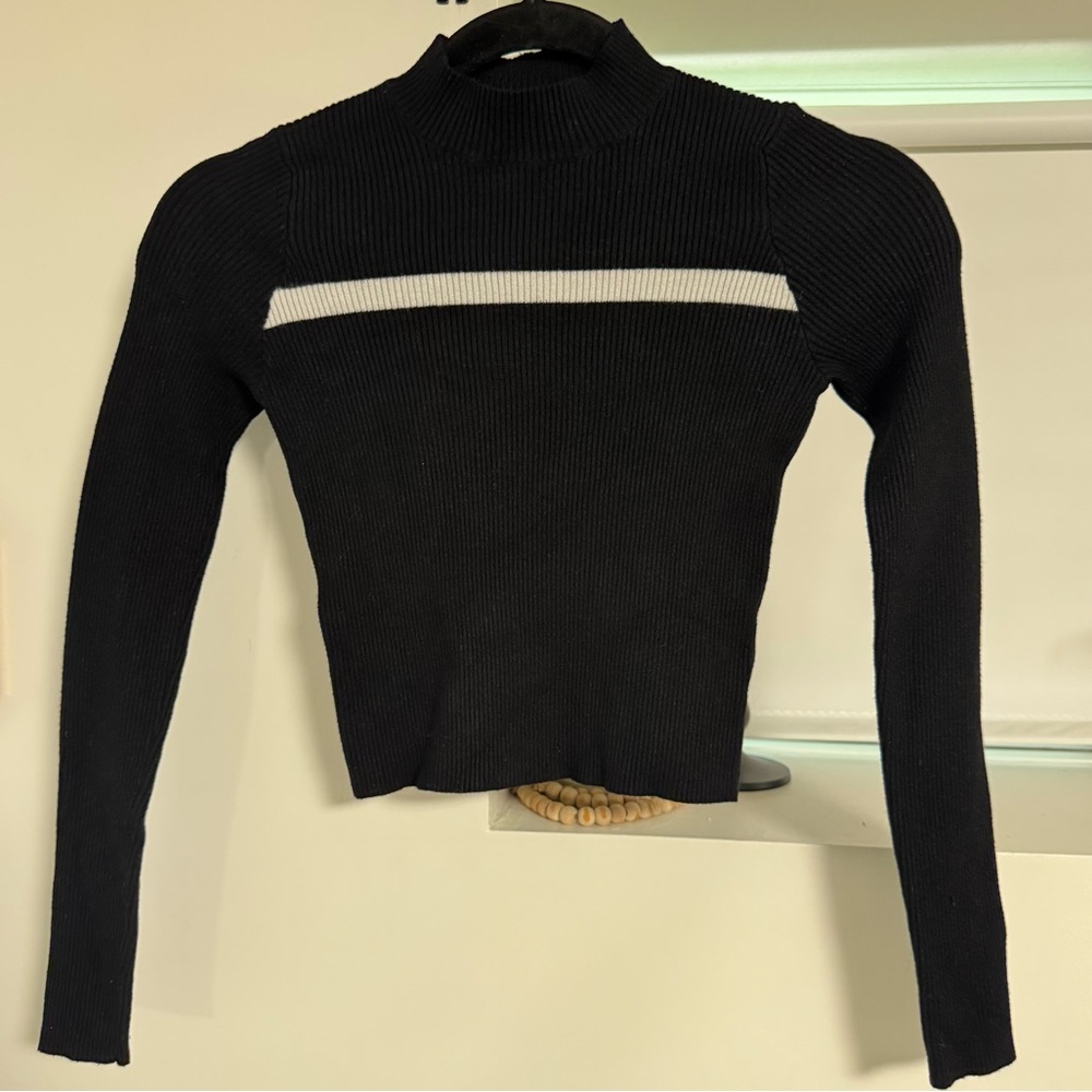 Brandy Melville Cropped Mock Neck Long Sleeve Shirt